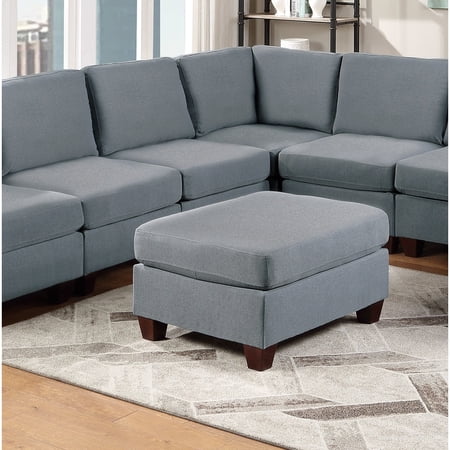 Simple Relax Linen-Like Fabric Upholstered Cocktail Ottoman Grey