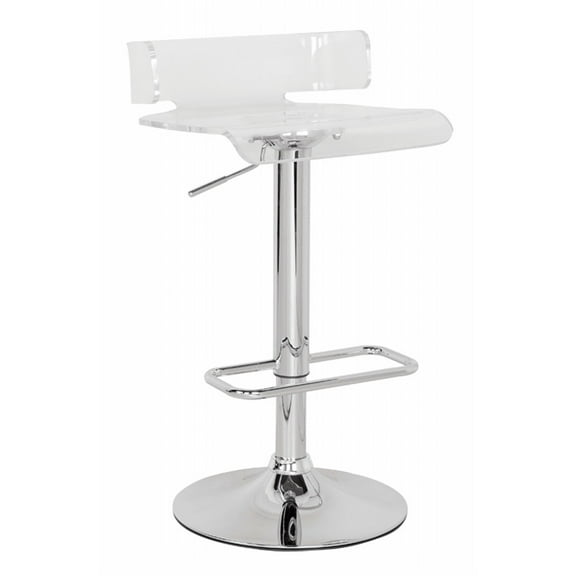 Simple Relax Modern Swivel Adjustable Seat Height Bar Stool With Clear Abs Seat Chrome Base
