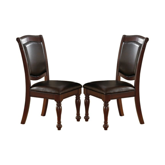 Simple Relax PU Upholstered Dining Chair, Dark Brown(Set of 2)