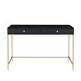 thumbnail image 1 of Simple Relax Rectangular Writing Desk with 2 Drawers in Black and Gold, 1 of 5