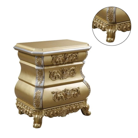 Simple Relax Royal-style 3-drawer Nightstand in Gold