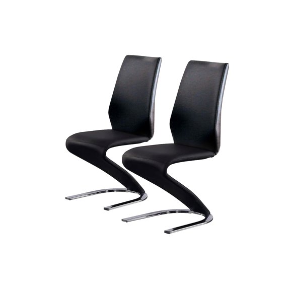 Simple Relax SR03CM3650BK-SC-2PK Dining Chair, Black and Chrome
