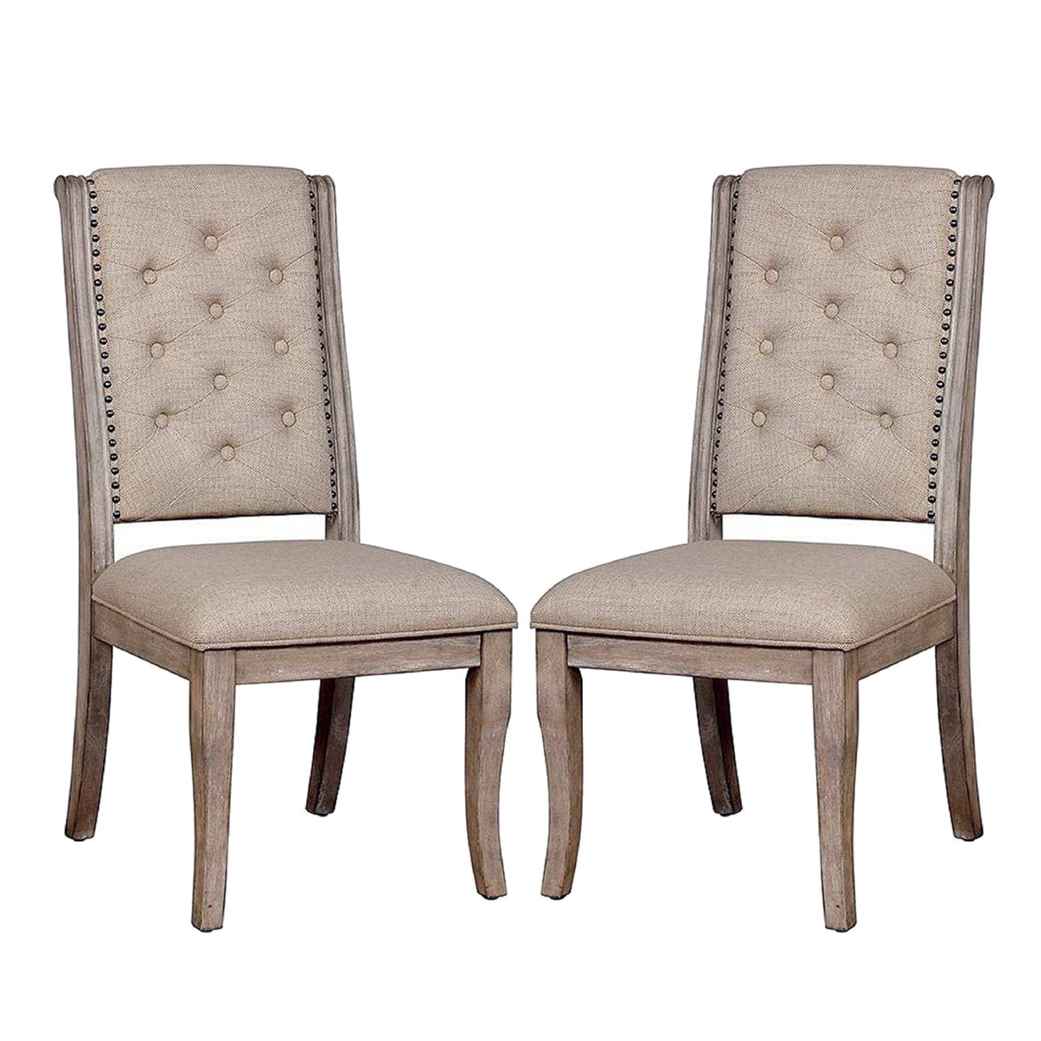 Rustic Side Chairs Simple Relax Set of 2 Side Chair in Rustic Natural Tone Beige Natural ...