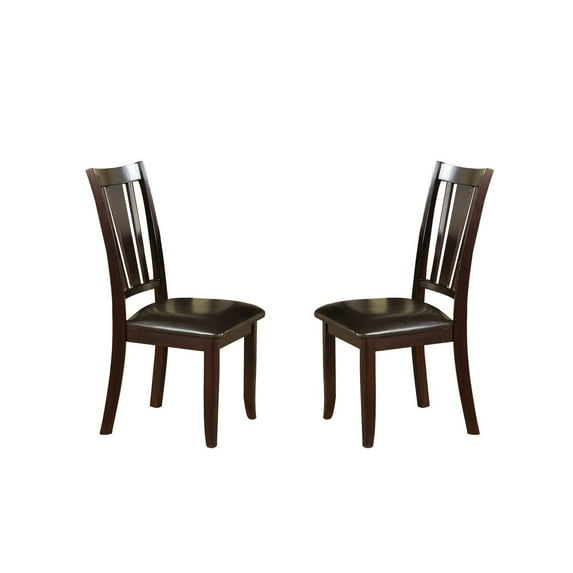 Simple Relax Slat Back Dining Side Chairs in Espresso, Set of 2