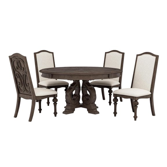 Simple Relax Sr03Cm3150Rt-5Pc Dining Set, Rustic Natural Tone And Ivory