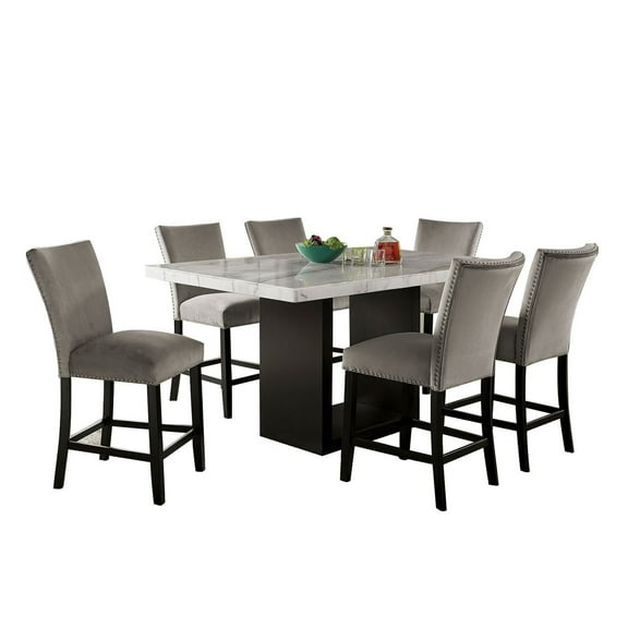 Simple Relax SR03CM3744PT-7PC Dining Set, White, Black