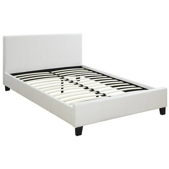 Simple Relax White Faux Leather Upholstered Platform Bed Twin