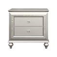 thumbnail image 1 of Simple Relax Wood Nightstand With Crystal-like Sparkling Trim, Champagne, 1 of 5