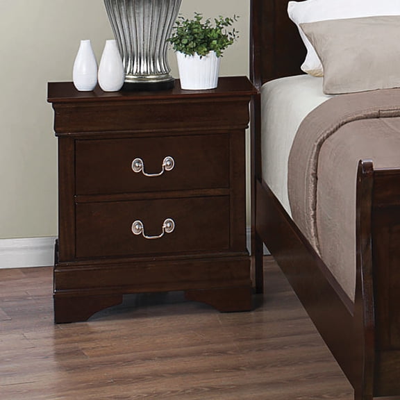 Simple Relax Wood Nightstand with 2 Drawers in Cappuccino