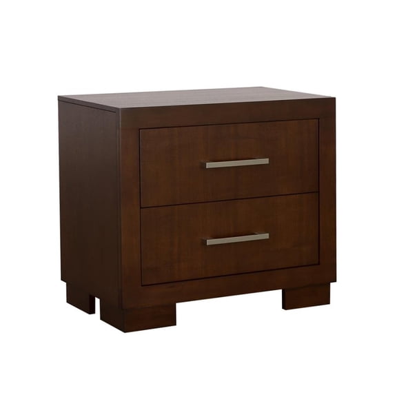 Simple Relax Wood Nightstand with 2 Drawers in Cappuccino