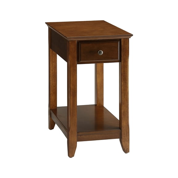 Simple Relax Wooden Side Table with 1 Drawer Walnut Walnut Finish