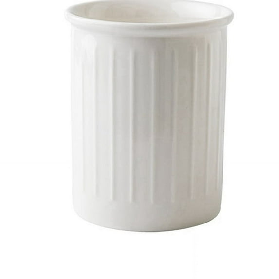 Simple Relief White Chopstick Holder Large Ceramic , Fork and Spoon Storage Jar Home Decoration