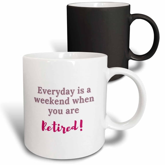 3drose, Simple Retirement Greeting Text, 11oz Magic Transforming Mug