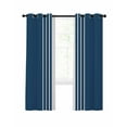 thumbnail image 1 of Simple Retro Blue Stripes Blackout Curtains 72 Inches Length, Modern Abstract White Lines Window Treatment Thermal Insulated Drapes for Bedroom Living Room 2 Panels 104x72 Inches, 1 of 8