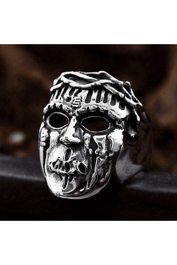 Simple Retro Fashion Creative Trend Hip-hop Domineering Men's Ring Personalized Punk Skull Mask Men's and Women's 14K White Gold Rings Jewelry