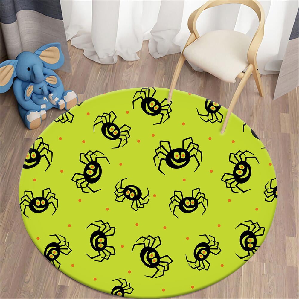 Simple Retro Round Carpet Plush Mat Cartoon Spider Web 3D Print Rug ...