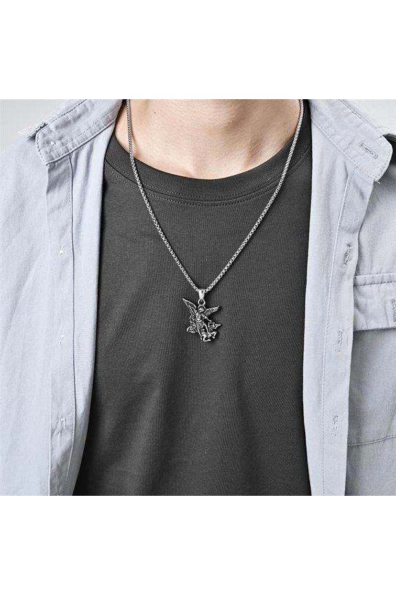 Simple Retro St Michael Archangel Necklace