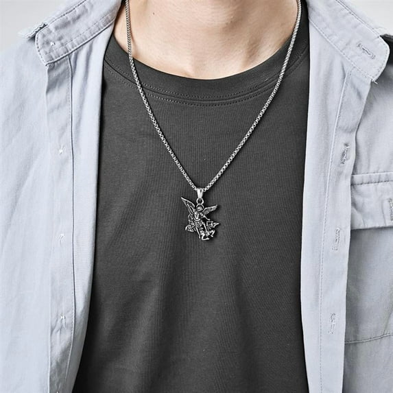 Simple Retro St Michael Archangel Necklace