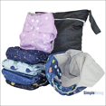 thumbnail image 1 of Simple Being Reusable Cloth Diapers, Double Gusset, One Size Adjustable, Washable Soft Absorbent, Waterproof Cover, Eco-Friendly Unisex Baby Girl Boy, six 4-Layers Microfiber Inserts (Constellation), 1 of 5