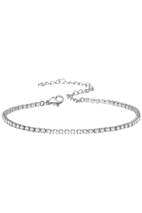 Simple Rhinestone Tennis Anklets For Women Gold Plated Charm Link Flat Gold Anklets Accessories P0S3 Crystal Bracel Summer Ankle