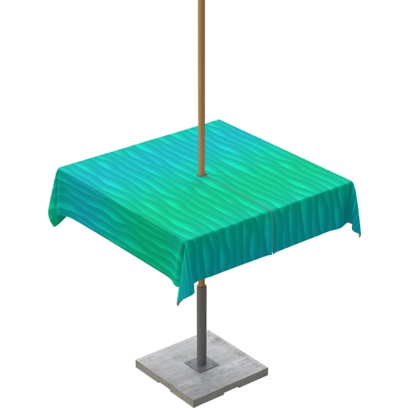 Simple Ripple Green Blue Gradient Square Tablecloth with Zipper,Waterproof Table Cloth with Umbrella Hole Patio Tablecloths for Outdoor Tables,Modern Abstract Geometric Art Spillproof Table Cover