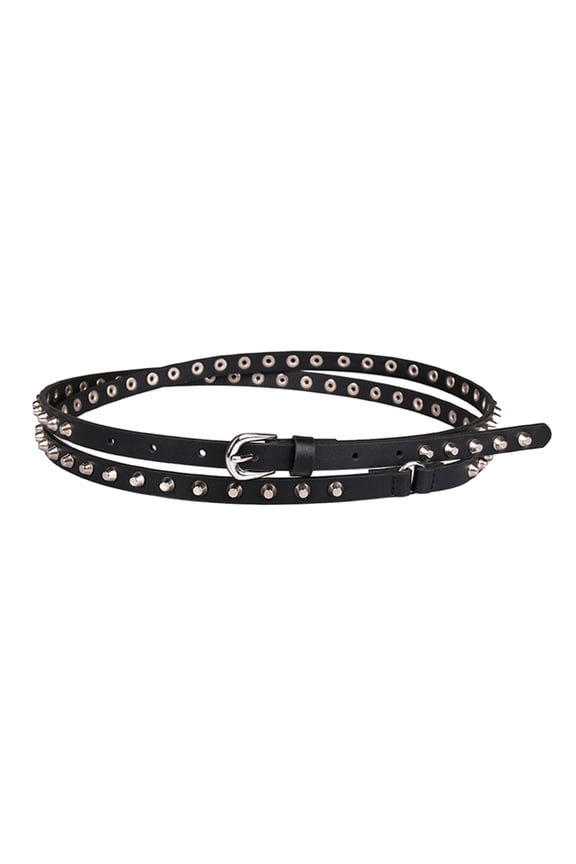 Simple Rivet Stud Waist Belt PU Band for Pants Jeans Cool Pin Buckle Waiststrap