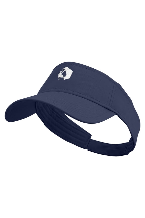Simple Rock Climbing Logo Embroidered Cotton Twill Sun Visor - Navy OSFM