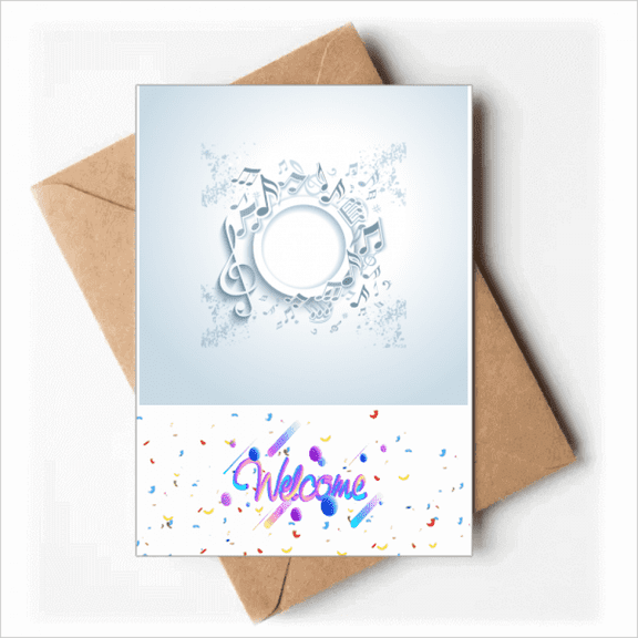 Simple Rotatg Music Notes White Welcome Back Greeting Cards Envelopes Blank