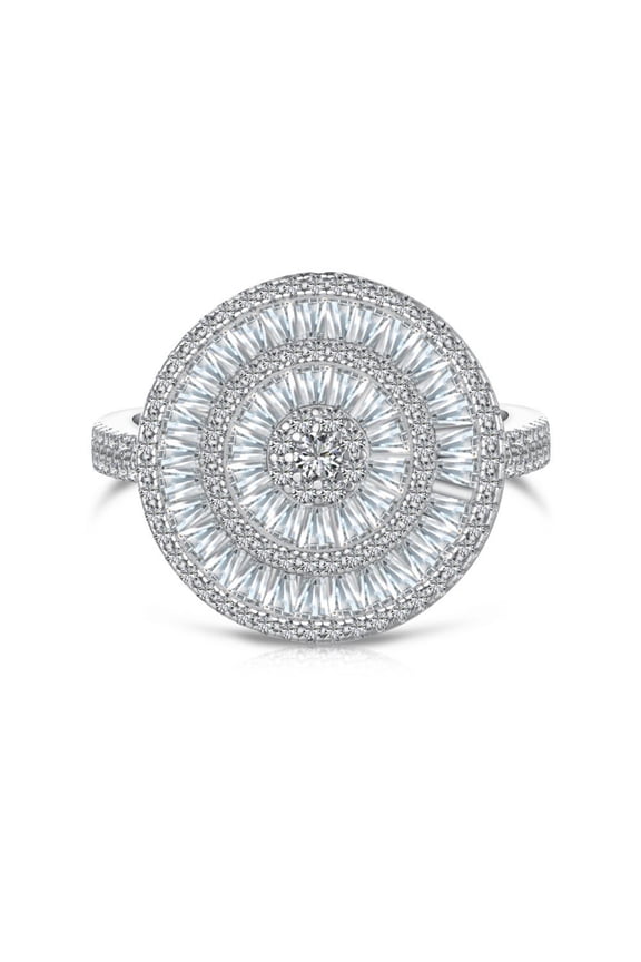 Simple Round Halo Engagement Rings for Women 925 Sterling Silver Cocktail Statement Ring 5A CZ Cluster Eternity Wedding Rings Size 6-9