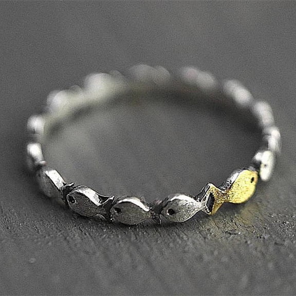 Unisex Fish Ring Animal Zodiac Design Silver Plated Alloy Electroplated Finish Individually Packed Ring for Men and