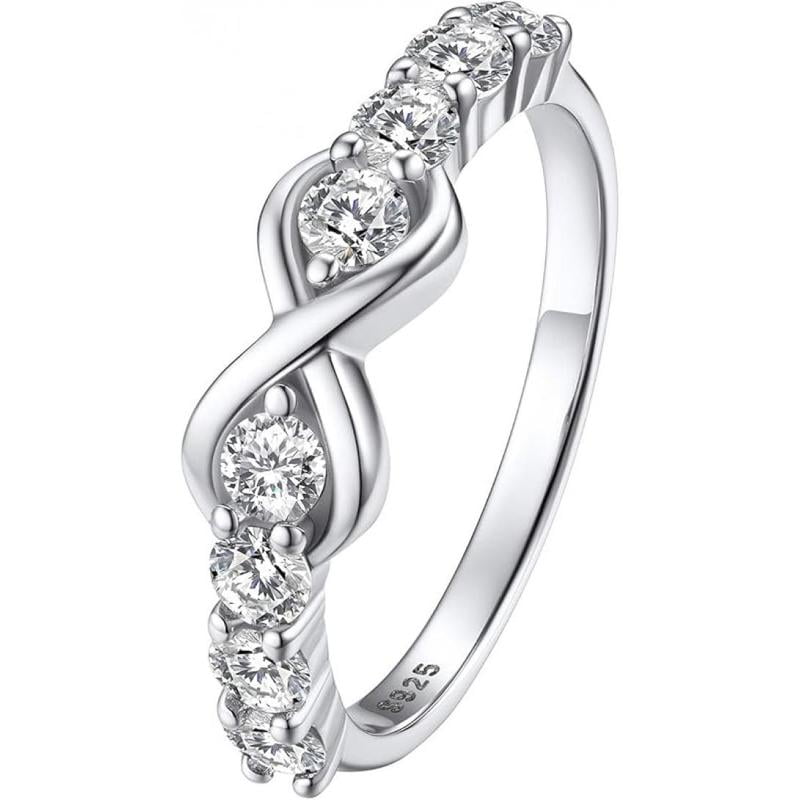 Simple S925 Sterling Silver Infinity Rings Cubic Zirconia Rings, Nice ...