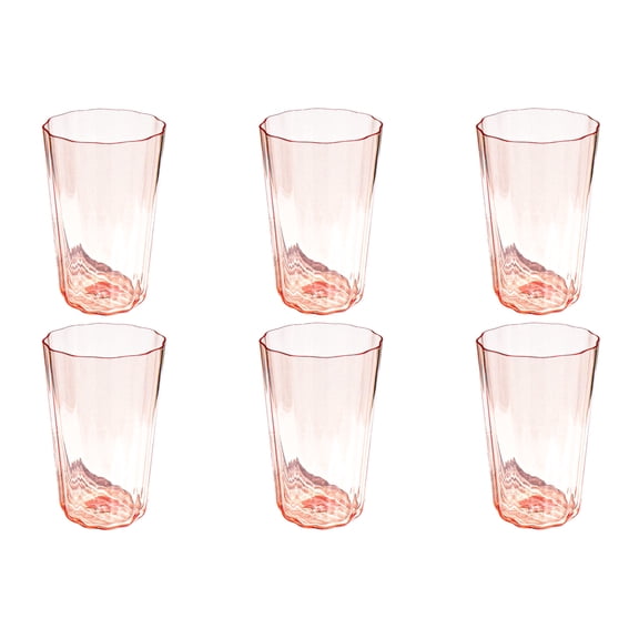 Simple Scallop Acrylic Drinking Glass - Pink - 22 oz - Set of 6
