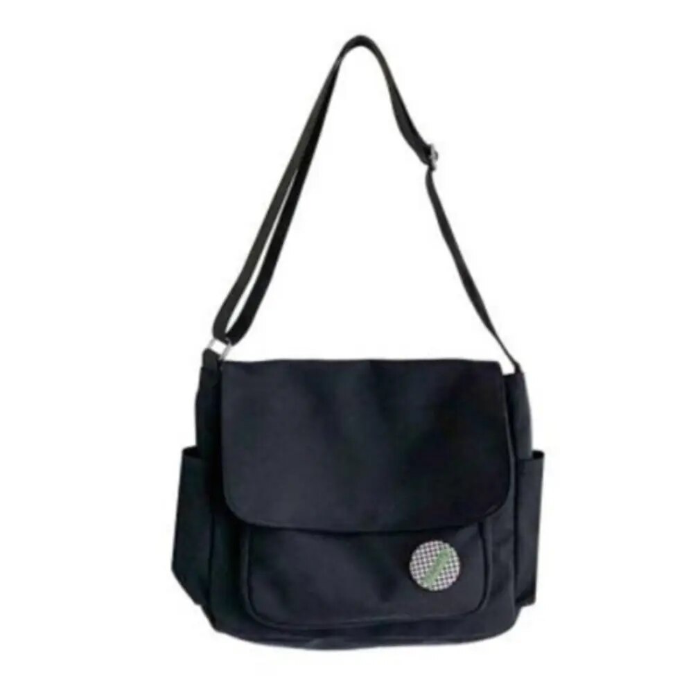 Simple School Student Shoulder Bag Nylon Handbags Solid Color Leisure Large Capacity Messenger