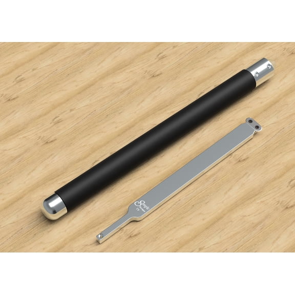 Simple Scraper IV - 12" scraper for shaping hollow form walls & flat bottoms, creating flat bottomed bowls and boxes Style: Negative Rake Oval, Handle Selection: with 17" Silver Handle with Foam Grip