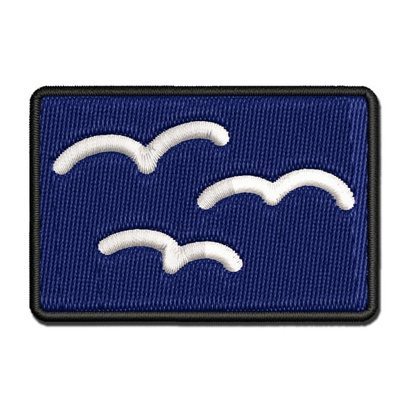 Simple Seagulls Birds Applique Multi-Color Embroidered Hook & Loop Patch - 3 Inch Medium