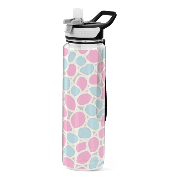 Simple Seamless Pattern 1000ml Tritan Sport Bottle Straw LeakProof Food-Grade Portable Wide Handle