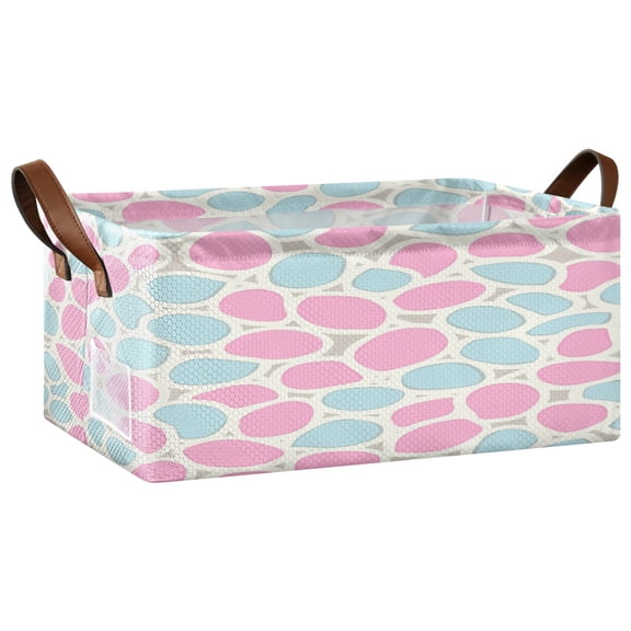 Simple Seamless Pattern Open Home Storage Bins Foldable Metal Frame Shelf Baskets 16.9x11.4x7.7in Water-Resistant