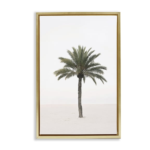Stupell Industries Simple Serene Lone Palm Gold Framed Floater Canvas Wall Art, design by Sisi and Seb, 31 x 21