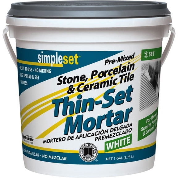 Custom Building Products SimpleSet Tile & Stone Thin-Set Mortar - Pre-Mixed - 1 Gal, White