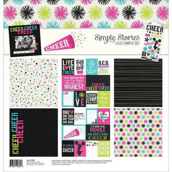 Simple Sets Collection Cheer 12 x 12 Scrapbook Page Kit by Simple Stories - 6 Papers, 1 Sticker