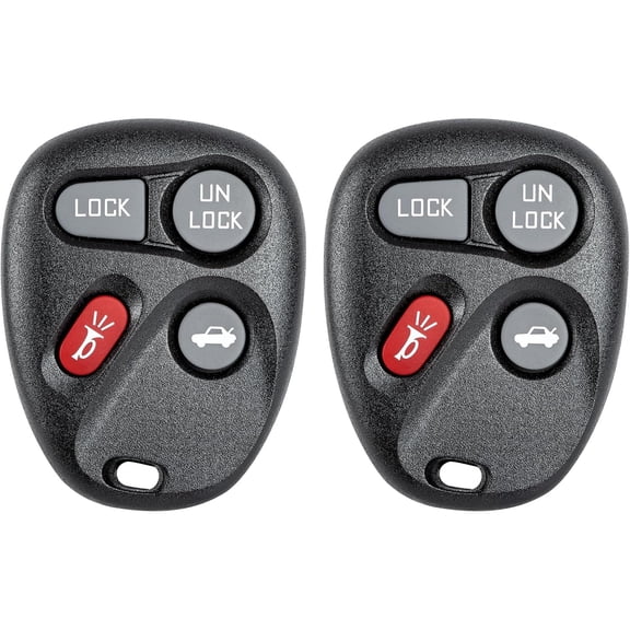 Simple Setup Key Fob Replacement for 2001-2005 Chevrolet Impala Monte Carlo Safari Savana/Buick Cadillac Oldsmobile Pontiac Car Keyless Entry Remote Control, KOBLEAR1XT KOBUT1BT, 4 Btn, 2Pcs