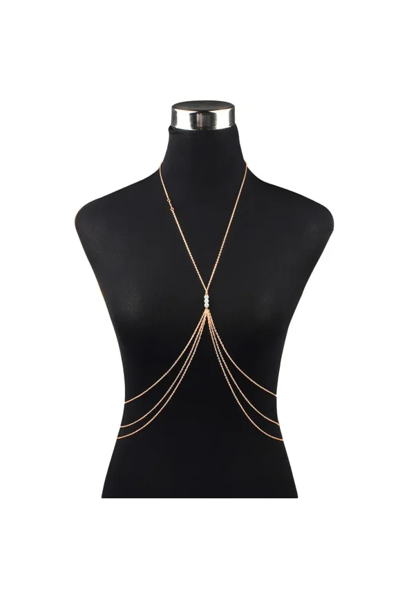 Simple Sexy Chest Chain Bikini Belly Chains for Women Cross Waist Chains Female Body Suit Girl Fashion Beach Jewelry