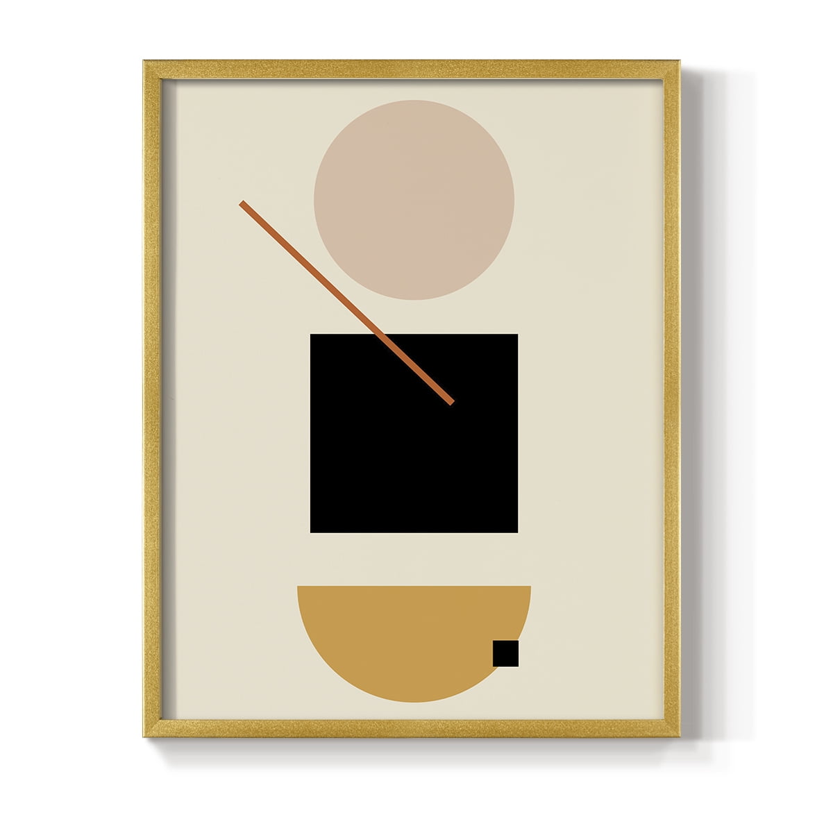 Simple Shape in Gold Solid Wood 11 x 14 Framed Print
