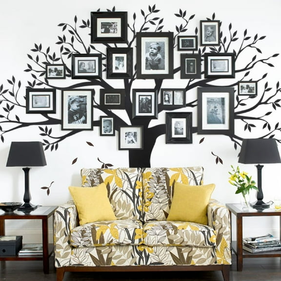 Simple Shapes Family Tree Black Wall Decal 107x90 in