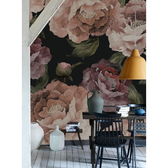 Simple Shapes Multicolor, Bloom Flower Mural Wall Art Peel and Stick Wallpaper 110"