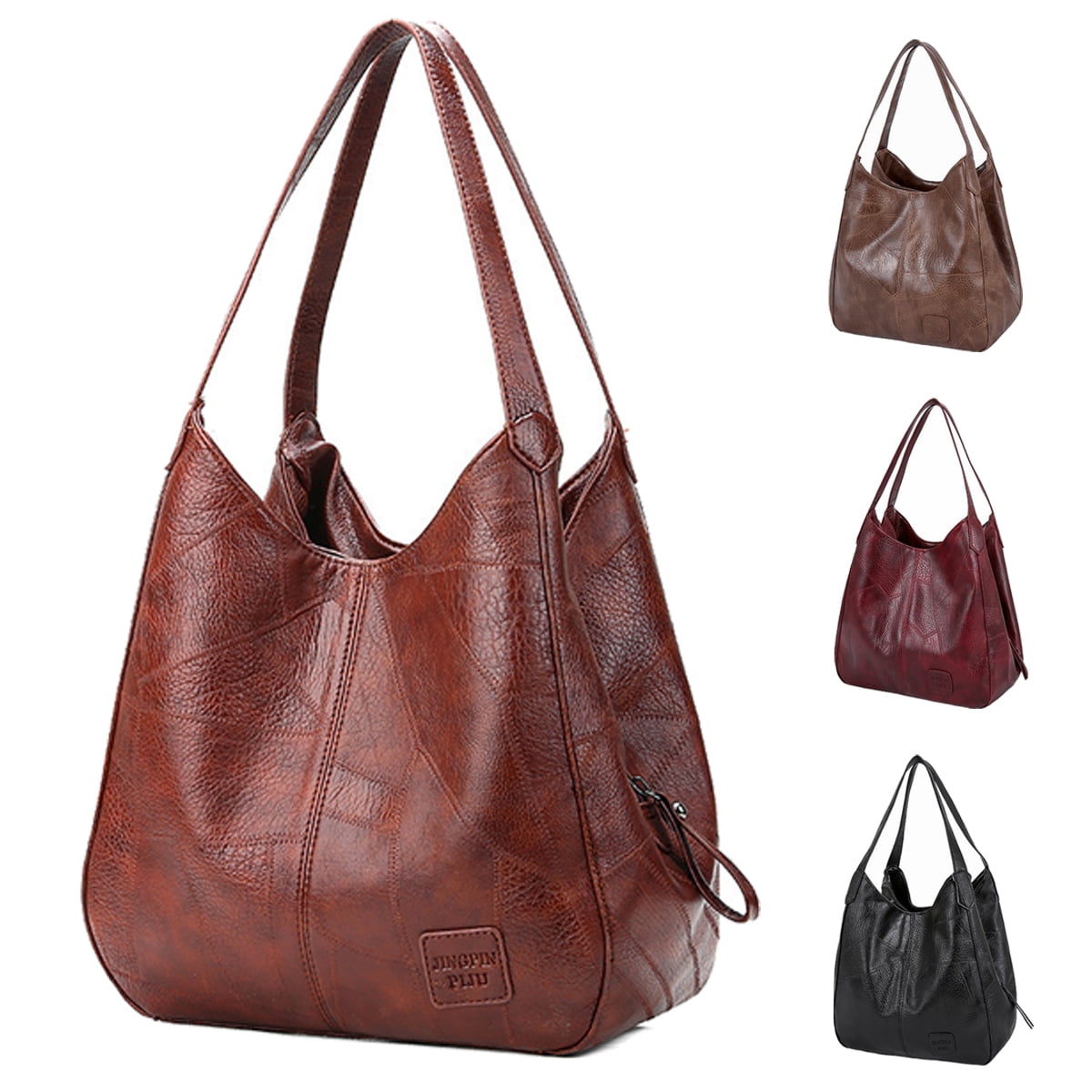 Simple Shoulder Bag For Women 2023,Large Capacity Retro Tote Bag, Pu Leather Solid Color Travel