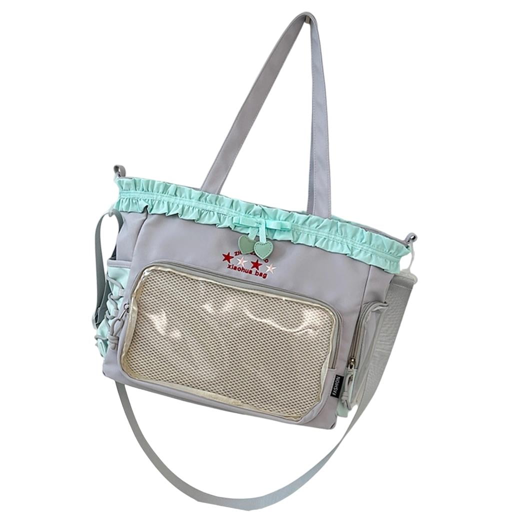 Simple Shoulder Bag Large Capacity Commuting Bag Teens Ruched Lace Bows Ita Bag