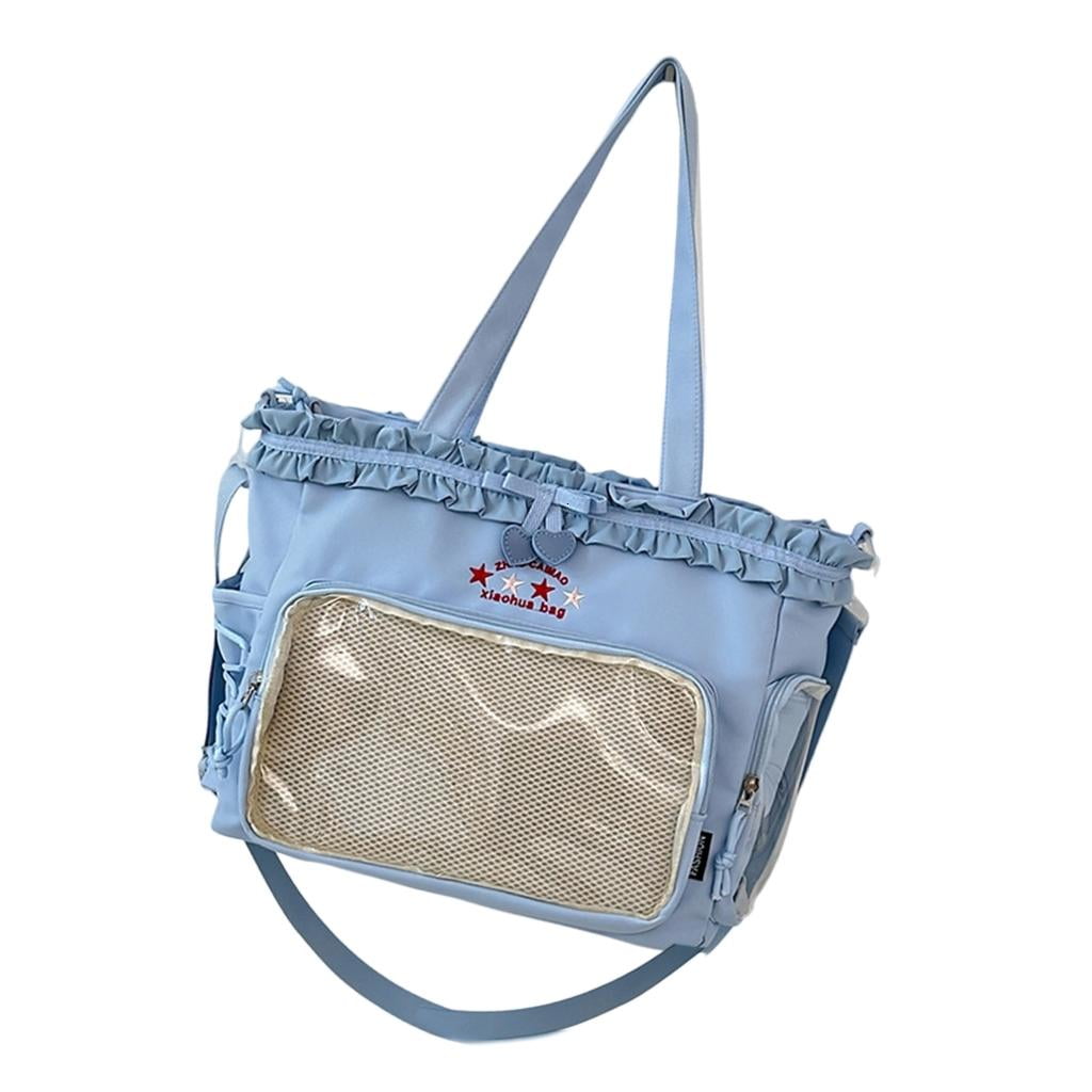Simple Shoulder Bag Large Capacity Commuting Bag Teens Ruched Lace Bows Ita Bag