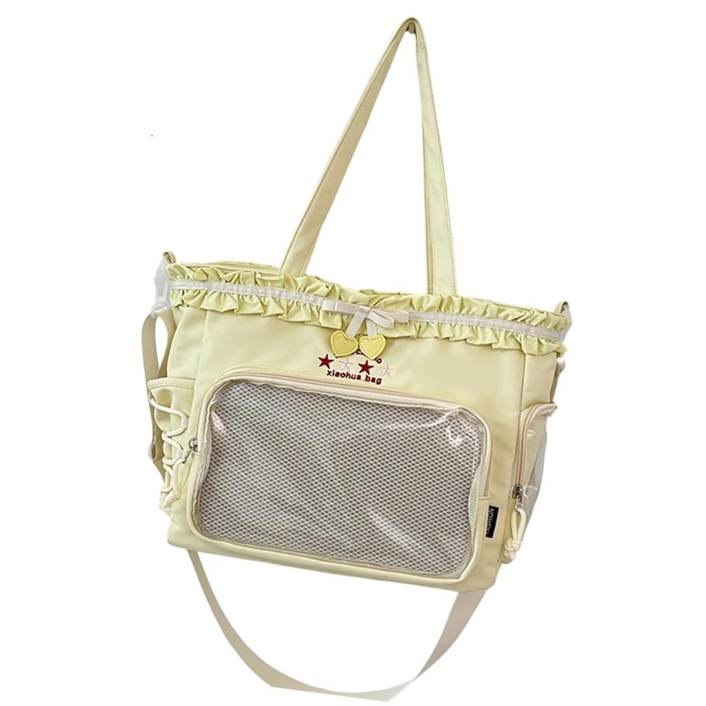 Simple Shoulder Bag Large Capacity Commuting Bag Teens Ruched Lace Bows Ita Bag