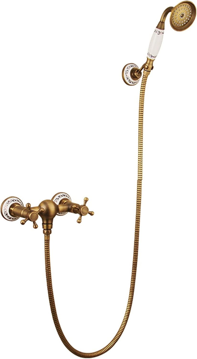 Simple Shower, Wall Mount Bathtub Faucet with Handheld Shower Spray, Hot and Cold Single Handle Bathroom Tub Mixer Tap,A